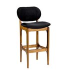 Banqueta Alta Madeira Maciça Soshoku Veludo Preto/imbuia G42