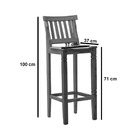 Banqueta Alta Madri Com Encosto Madeira Maciça Pátina