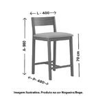 Banqueta Alta Manu Estofada Com Tecido Linho - Nogueira/bege