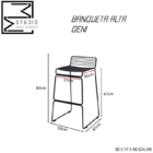 Banqueta Alta Metal Resistente Geni Design Industrial Bar Ban