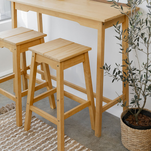 Banqueta Alta Moema Em Madeira Mel - Mel