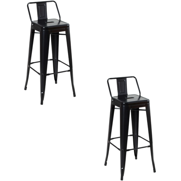 Banqueta Alta Oficial Iron Tolix Com Encosto - Preto - 2