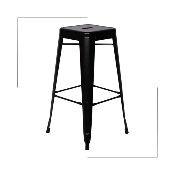 Banqueta Alta Oficial Iron Tolix Preto - Preto - 1