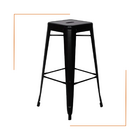 Banqueta Alta Oficial Iron Tolix Preto - Preto - 2