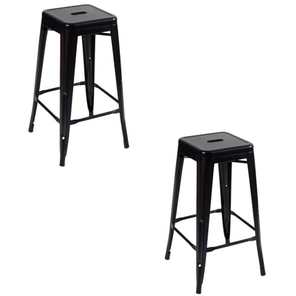 Banqueta Alta Oficial Iron Tolix Preto - Preto - 2