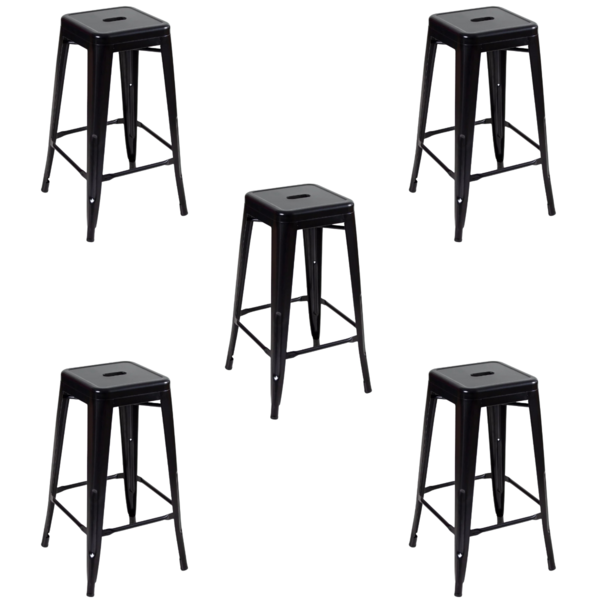 Banqueta Alta Oficial Iron Tolix Preto - Preto - 5