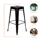 Banqueta Alta Oficial Iron Tolix Preto - Preto - 6
