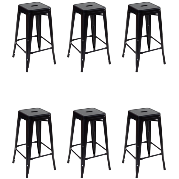 Banqueta Alta Oficial Iron Tolix Preto - Preto - 6