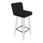 Banqueta Alta Palito Branco Suede Preto