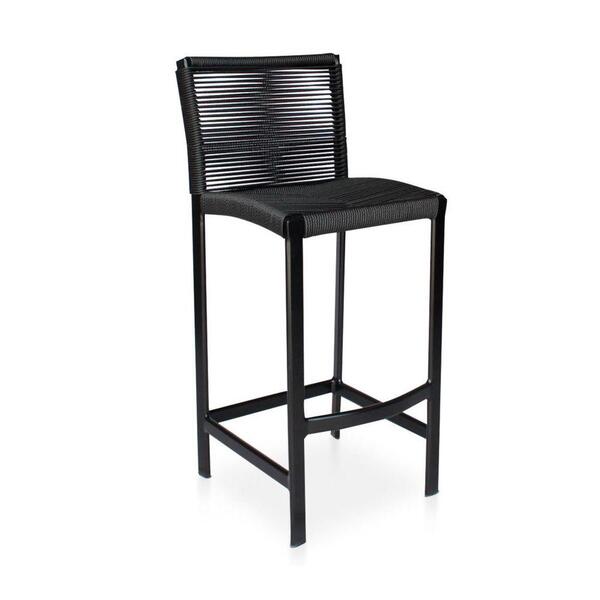 Banqueta Alta Para Balcão, Mesa Bistrô Em Fibra Torcida- Preto