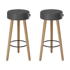 Banqueta Alta Para Cozinha Base Madeira Kit 2 Dani Sintético