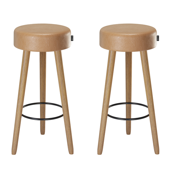 Banqueta Alta Para Cozinha Base Madeira Kit 2 Dani Sintético