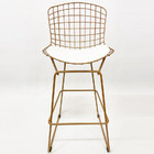 Banqueta Alta Para Cozinha Bertoia Maciça Cor Dourado Fosco A