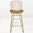 Banqueta Alta Para Cozinha Bertoia Maciça Cor Dourado Fosco A