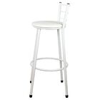 Banqueta Alta Para Cozinha Branca Epoxi Assento Branco