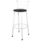 Banqueta Alta Para Cozinha Branca Epoxi Assento Preto