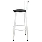Banqueta Alta Para Cozinha Branca Epoxi Assento Preto