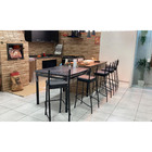 Banqueta Alta Para Cozinha Empilhável Preta Assento Em Linho