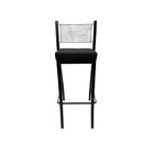 Banqueta Alta Para Cozinha Empilhável Preta Assento Em Linho