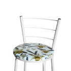 Banqueta Alta Para Cozinha Epoxi Branca Estofado Floral Flora