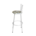 Banqueta Alta Para Cozinha Epoxi Branca Estofado Floral Flora