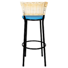 Banqueta Alta Para Cozinha Hawai Palha Assento Azul