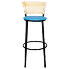 Banqueta Alta Para Cozinha Hawai Palha Assento Azul