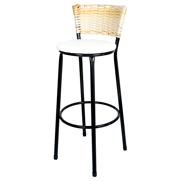 Banqueta Alta Para Cozinha Hawai Palha Assento Branco