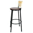 Banqueta Alta Para Cozinha Hawai Palha Assento Marrom