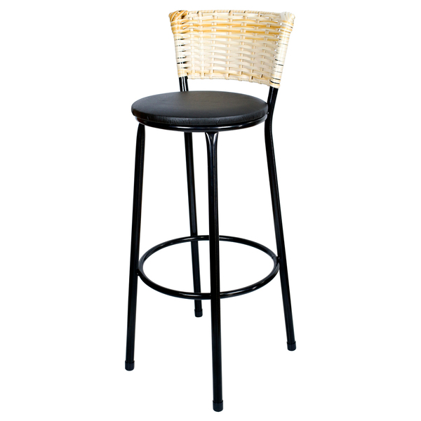 Banqueta Alta Para Cozinha Hawai Palha Assento Preto
