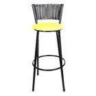 Banqueta Alta Para Cozinha Hawai Preto Assento Amarelo