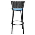 Banqueta Alta Para Cozinha Hawai Preto Assento Azul