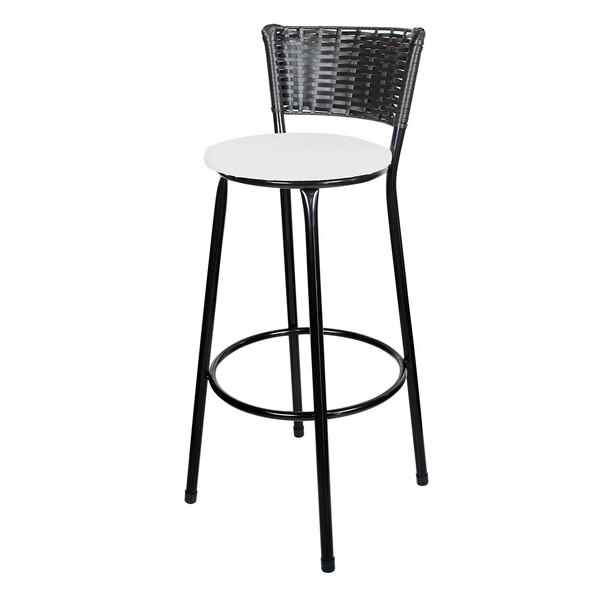 Banqueta Alta Para Cozinha Hawai Preto Assento Branco