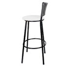 Banqueta Alta Para Cozinha Hawai Preto Assento Branco