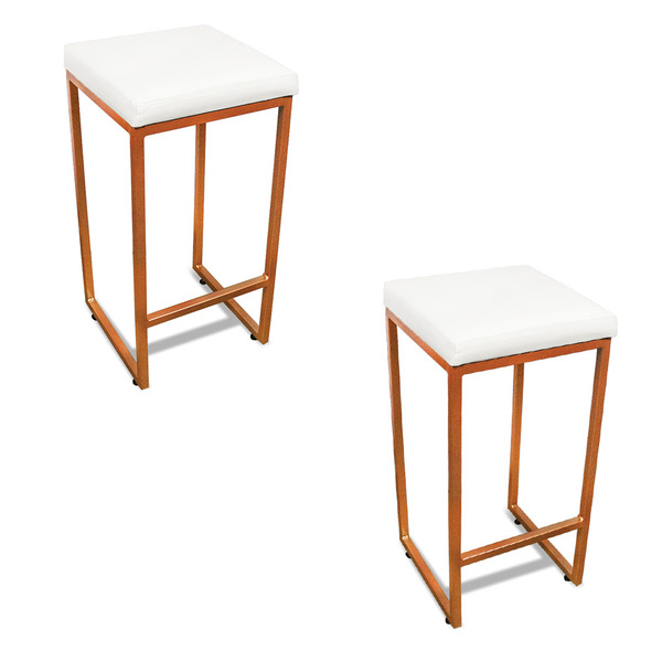 Banqueta Alta Para Cozinha Industrial Kit 2 Nick Bronze E Sin
