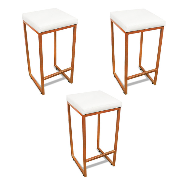 Banqueta Alta Para Cozinha Industrial Kit 3 Nick Bronze E Sin