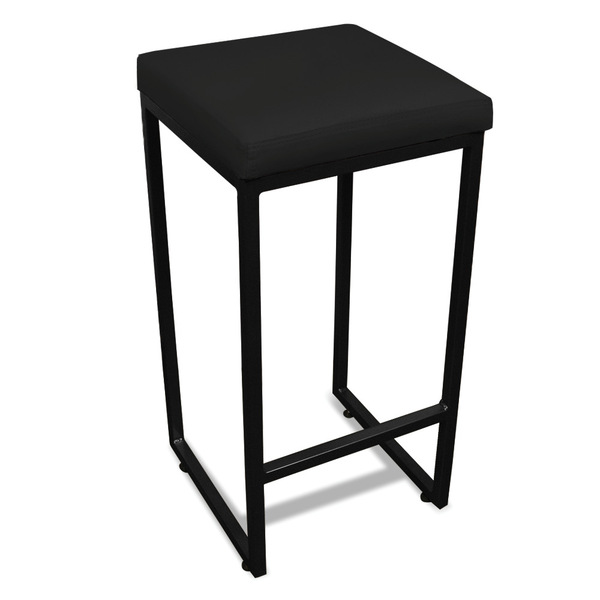 Banqueta Alta Para Cozinha Industrial Nick Preto E Sintético