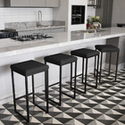 Banqueta Alta Para Cozinha Industrial Nick Preto E Sintético