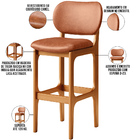 Banqueta Alta Para Cozinha Madeira Fixa Betta L02 Imbuia Cour