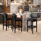 Banqueta Alta Para Cozinha Madeira Fixa Betta L02 Preto Courí