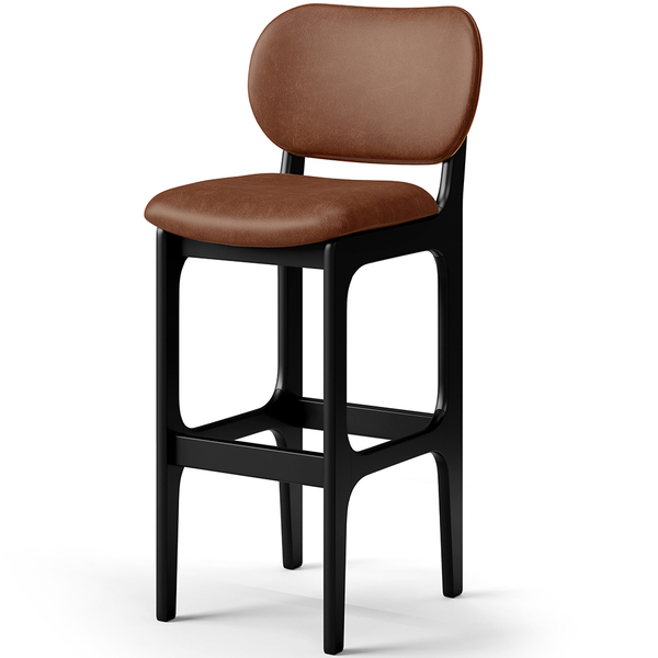 Banqueta Alta Para Cozinha Madeira Fixa Betta L02 Preto Courí