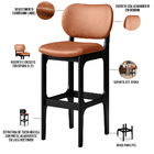 Banqueta Alta Para Cozinha Madeira Fixa Betta L02 Preto Courí