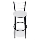 Banqueta Alta Para Cozinha Preta Epoxi Assento Branco