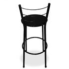 Banqueta Alta Para Cozinha Preta Epoxi Assento Preto