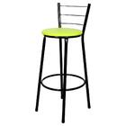 Banqueta Alta Para Cozinha Preta Epoxi Assento Verde