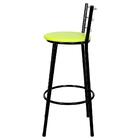 Banqueta Alta Para Cozinha Preta Epoxi Assento Verde
