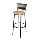 Banqueta Alta Para Cozinha Ratan Cappuccino Premium Preta Est