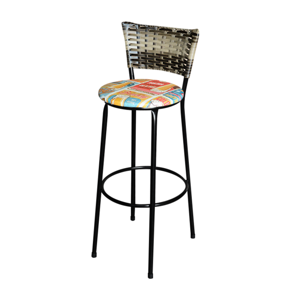 Banqueta Alta Para Cozinha Ratan Cappuccino Premium Preta Est