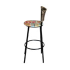 Banqueta Alta Para Cozinha Ratan Cappuccino Preta Estofado Ce