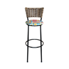 Banqueta Alta Para Cozinha Ratan Cappuccino Preta Estofado Ce